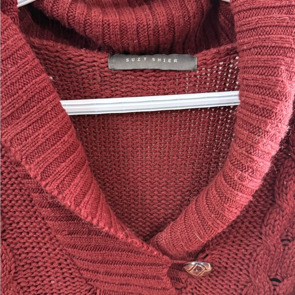 Suzy Shier Red Cowl Neck Cable Knit Sweater - Picture 3 of 3